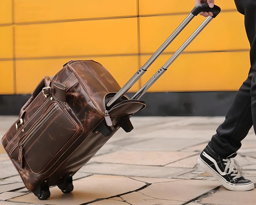 leather duffle carry on